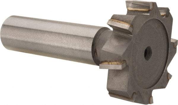 Made in USA - 1-1/4" Diam x 5/16" Face Width, Carbide-Tipped, 8 Teeth, Shank Connection Woodruff Keyseat Cutter - Uncoated, 2-5/16" OAL x 1/2" Shank, Staggered Teeth, ANSI 1010, Old Standard D - Americas Industrial Supply
