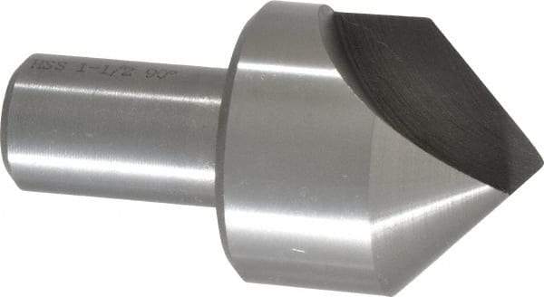 Interstate - 1-1/2" Head Diam, 3/4" Shank Diam, 1 Flute 90° High Speed Steel Countersink - Bright Finish, 2-7/8" OAL, Single End, Straight Shank, Right Hand Cut - Americas Industrial Supply