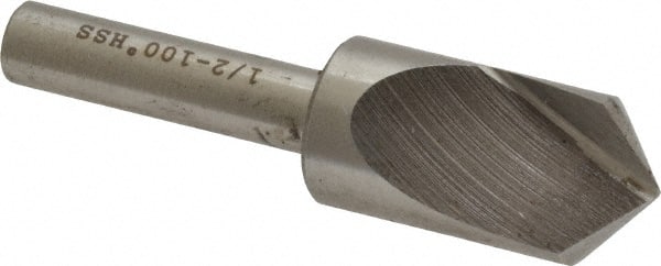 Interstate - 1/2" Head Diam, 1/4" Shank Diam, 1 Flute 100° High Speed Steel Countersink - Americas Industrial Supply