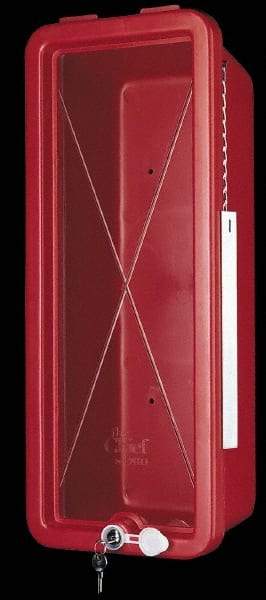 Made in USA - 5 Lb. Capacity, Surface Mount, Crystal Polystyrene Fire Extinguisher Cabinet - 8-1/4 Inch Wide x 19-1/4 Inch High x 6-3/4 Inch Deep, Red - Americas Industrial Supply