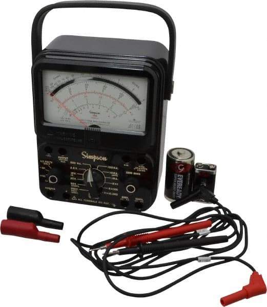 Simpson Electric - 12388, 1,000 VAC/VDC, Analog Milliammeter Multimeter - 20 mOhm, Measures Voltage, Current, Resistance - Americas Industrial Supply