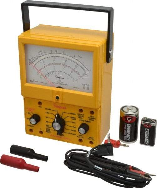 Simpson Electric - 12395, 1,000 VAC/VDC, Analog Manual Ranging Multimeter - 20 mOhm, Measures Voltage, Current, Resistance - Americas Industrial Supply