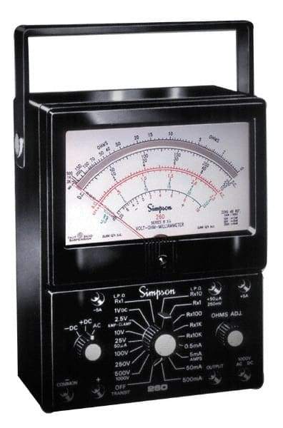 Simpson Electric - 12206, 1,000 VAC/VDC, Analog Manual Ranging Multimeter - 200 Ohm, Measures Voltage, Current, Resistance - Americas Industrial Supply