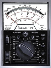 Simpson Electric - 12271, 1,000 VAC/VDC, Analog Manual Ranging Multimeter - 30 mOhm, Measures Voltage, Current, Resistance - Americas Industrial Supply