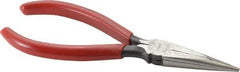 Urrea - 6-5/8" OAL, 1-55/64" Jaw Length x 23/32" Jaw Width, Long Nose Needle Nose Pliers - Serrated Jaw, Chain Nose Head, Rubber Grip Handles - Americas Industrial Supply