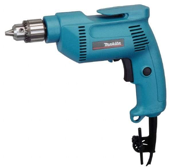 Makita - 3/8" Keyed Chuck, 2,500 RPM, Pistol Grip Handle Electric Drill - 4.9 Amps, 115 Volts, Reversible, Includes Chuck Key & Drill Chuck - Americas Industrial Supply