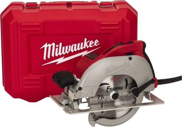 Milwaukee Tool - 15 Amps, 7-1/4" Blade Diam, 5,800 RPM, Electric Circular Saw - 120 Volts, 3.25 hp, 9' Cord Length, 5/8" Arbor Hole, Left Blade - Americas Industrial Supply