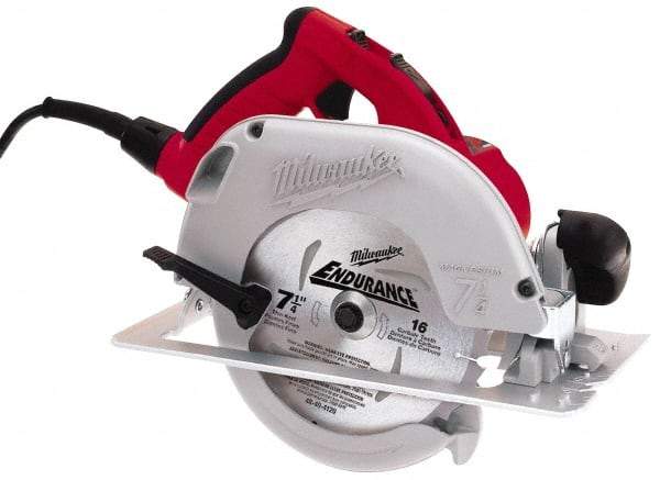 Milwaukee Tool - 15 Amps, 7-1/4" Blade Diam, 5,800 RPM, Electric Circular Saw - 120 Volts, 3 hp, 10' Cord Length, 5/8" Arbor Hole, Right Blade - Americas Industrial Supply