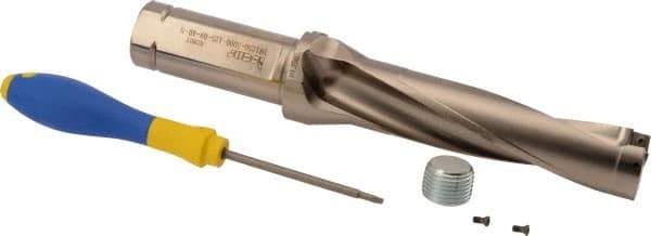 Iscar - 5" Max Drill Depth, 4xD, 1-1/4" Diam, Indexable Insert Drill - 1-1/4" Shank Diam, Whistle Notch Shank - Americas Industrial Supply