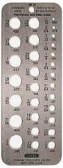 General - 1/16 Inch to 1/2 Inch Hole Size Drill Gage - 6-1/2 Inch Long, 2-1/2 Inch Wide, 29 Holes - Americas Industrial Supply