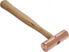 Made in USA - 1-1/2 Lb Head 1-1/4" Face Copper Nonmarring Hammer - 12" OAL, Wood Handle - Americas Industrial Supply