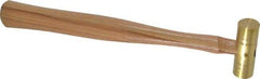 Made in USA - 1/4 Lb Head 3/4" Face Brass Nonmarring Hammer - 10-1/2" OAL, Wood Handle - Americas Industrial Supply