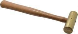 Made in USA - 1-1/2 Lb Head 1-1/4" Face Brass Nonmarring Hammer - 12" OAL, Wood Handle - Americas Industrial Supply