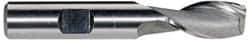 Hertel - 33/64", 1-1/8" LOC, 1/2" Shank Diam, 3-3/8" OAL, 2 Flute, High Speed Steel Square End Mill - Single End, Uncoated, Spiral Flute, 30° Helix, Centercutting, Right Hand Cut, Right Hand Flute - Americas Industrial Supply