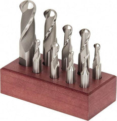 Hertel - 1/8 to 3/4", 2 Flute Single End Ball End Mill Set - Uncoated, High Speed Steel - Americas Industrial Supply