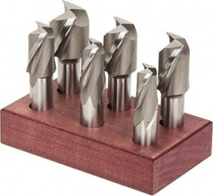 Hertel - 3/4 to 1-1/2", 2 Flute End Mill Set - Uncoated, High Speed Steel, 3/4" Shank Diam, Centercutting - Americas Industrial Supply