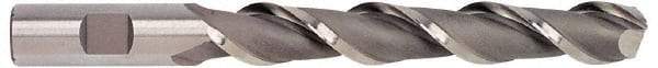 Hertel - 1-1/4", 4" LOC, 1-1/4" Shank Diam, 6-1/2" OAL, 3 Flute, High Speed Steel Square End Mill - Single End, Uncoated, Spiral Flute, 42° Helix, Centercutting, Right Hand Cut, Right Hand Flute - Americas Industrial Supply