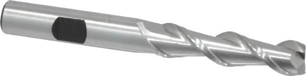 Hertel - 3/8", 1-1/2" LOC, 3/8" Shank Diam, 3-1/4" OAL, 2 Flute, High Speed Steel Square End Mill - Single End, Uncoated, Spiral Flute, 42° Helix, Centercutting, Right Hand Cut, Right Hand Flute - Americas Industrial Supply