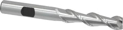 Hertel - 3/8", 1-1/2" LOC, 3/8" Shank Diam, 3-1/4" OAL, 2 Flute, High Speed Steel Square End Mill - Single End, Uncoated, Spiral Flute, 42° Helix, Centercutting, Right Hand Cut, Right Hand Flute - Americas Industrial Supply