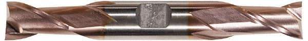 Hertel - 5/8", 1-1/8" LOC, 5/8" Shank Diam, 5" OAL, 2 Flute, High Speed Steel Square End Mill - Double End, TiCN Finish, Spiral Flute, 30° Helix, Centercutting, Right Hand Cut, Right Hand Flute - Americas Industrial Supply