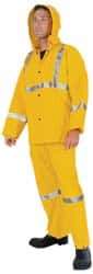 MCR Safety - Size 4XL, Yellow, Rain Three Piece Suit - 65" Chest, Detachable Hood, Take Up Snaps Ankle, Take Up Snaps Wrist - Americas Industrial Supply