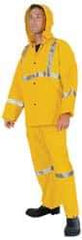 MCR Safety - Size L, Yellow, Rain Three Piece Suit - 54" Chest, Detachable Hood, Take Up Snaps Ankle, Take Up Snaps Wrist - Americas Industrial Supply