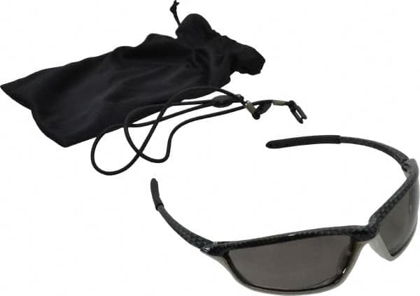 MCR Safety - Gray Lenses, Framed Safety Glasses - Anti-Fog, Scratch Resistant, Carbon/Silver Polycarbonate Frame, Size Universal, Wrap Around - Americas Industrial Supply