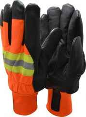 MCR Safety - Size XL (10) Grain Pigskin Cold Protection & Waterproof Work Gloves - For Work & Driver, Uncoated, Knit Wrist Cuff, Full Fingered, Yellow/Red/Orange/Black, Paired - Americas Industrial Supply
