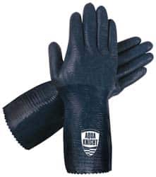 MCR Safety - Size L (9), 12" Long, Supported, Nitrile Chemical Resistant Gloves - Textured Finish, Cotton Lined, Gauntlet Cuff, Black - Americas Industrial Supply