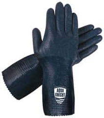 MCR Safety - Size L (9), 12" Long, Supported, Nitrile Chemical Resistant Gloves - Textured Finish, Cotton Lined, Gauntlet Cuff, Black - Americas Industrial Supply