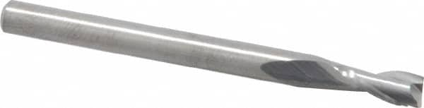 RobbJack - 1/8", 1/4" LOC, 1/8" Shank Diam, 1-1/2" OAL, 2 Flute, Solid Carbide Square End Mill - Single End, Uncoated, Spiral Flute, 30° Helix, Centercutting, Right Hand Cut, Right Hand Flute, Series S1-201 - Americas Industrial Supply
