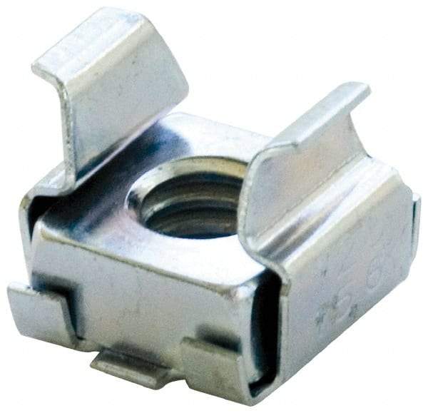 Made in USA - 3/8-16 Screw, 0.093 to 1/8" Thick, Spring Steel Cage Nut - Zinc-Plated Finish - Americas Industrial Supply