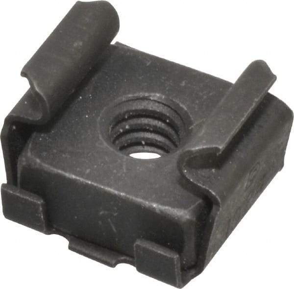 Made in USA - #10-24 Screw, 0.025 to 1/16" Thick, Spring Steel Cage Nut - Black Phosphate Finish - Americas Industrial Supply