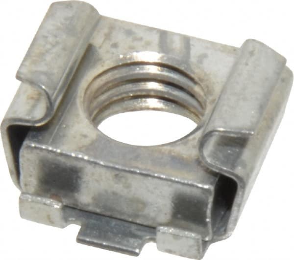 Made in USA - 3/8-16 Screw, 0.028 to 0.056" Thick, Spring Steel Cage Nut - Zinc-Plated Finish - Americas Industrial Supply