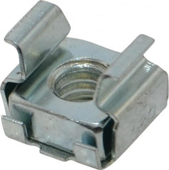 Made in USA - 1/4-20 Screw, 0.093 to 1/8" Thick, Spring Steel Cage Nut - Zinc-Plated Finish - Americas Industrial Supply