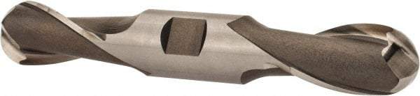 Hertel - 1" Diam, 1-5/8" LOC, 2 Flute High Speed Steel Ball End Mill - Uncoated, Double End, 5-7/8" OAL, 1" Shank Diam, Spiral Flute - Americas Industrial Supply