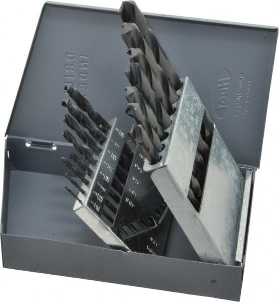 Hertel - 1/16 to 1/2", 118° Point, Oxide Finish, High Speed Steel Jobber Length Drill Bit Set - Americas Industrial Supply
