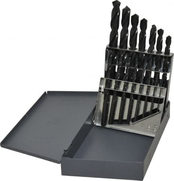 Hertel - 1/16 to 1/2", 118° Point, Oxide Finish, High Speed Steel Reduced Shank Drill Bit Set - Americas Industrial Supply