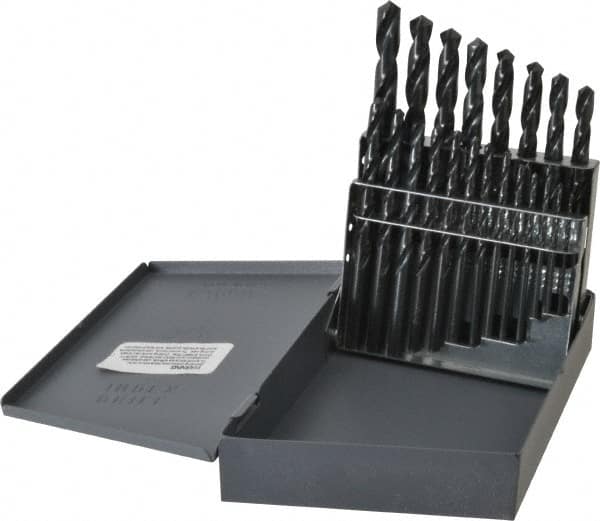 Hertel - 1/16 to 3/8", 118° Point, Oxide Finish, High Speed Steel Jobber Length Drill Bit Set - Americas Industrial Supply