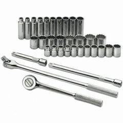 SK - 1/2" Drive Standard Deep Socket Set - 10 to 28mm, Metric Measurement Standard - Americas Industrial Supply
