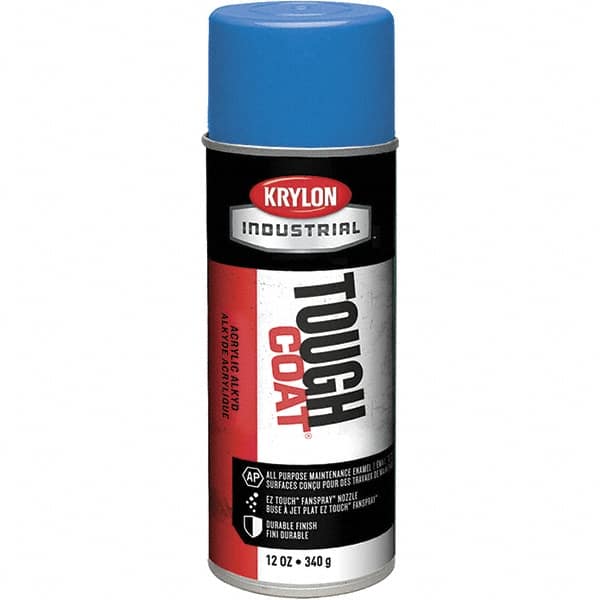 Krylon - OSHA Blue, 12 oz Net Fill, High Gloss, Enamel Spray Paint - 20 to 25 Sq Ft per Can, 16 oz Container, Use on Conduits, Ducts, Electrical Equipment, Machinery, Metal, Motors, Pipelines & Marking Areas, Railings, Steel Bars, Tool Boxes, Tools - Americas Industrial Supply