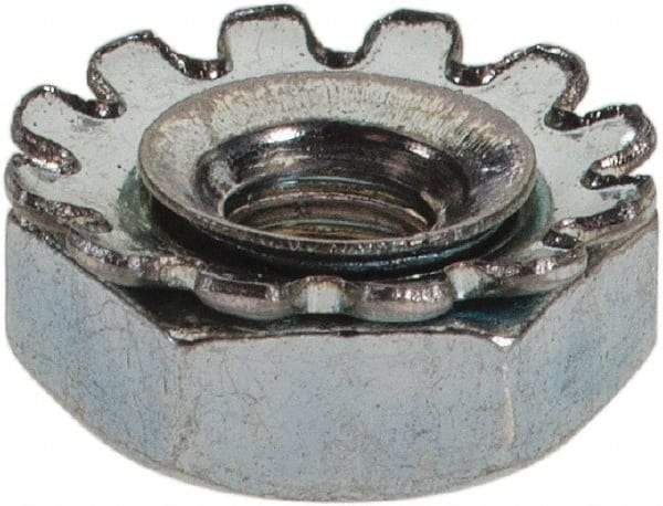 Value Collection - #5-40, Zinc Plated, Steel Hex Nut with External Tooth Washer - 1/4" Washer Diam, 1/4" Width Across Flats - Americas Industrial Supply