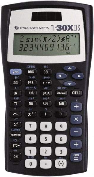 Texas Instruments - LCD Scientific Calculator - 3-3/8 x 6-3/8 Display Size, Black, Battery & Solar Powered, 1.1" Long x 6-1/2" Wide - Americas Industrial Supply