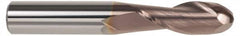SGS - 3/4" Diam, 1-1/2" LOC, 2 Flute Solid Carbide Ball End Mill - TiCN Finish, Single End, 4" OAL, 3/4" Shank Diam, Spiral Flute - Americas Industrial Supply
