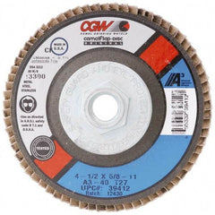Camel Grinding Wheels - 120 Grit, 7" Disc Diam, 7/8" Center Hole, Type 29 Aluminum Oxide Flap Disc - 8,600 Max RPM, Polyester Backing, Arbor Attaching System, Coated - Americas Industrial Supply