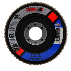 Camel Grinding Wheels - 80 Grit, 4-1/2" Disc Diam, 7/8" Center Hole, Type 29 Aluminum Oxide Flap Disc - 13,300 Max RPM, Polyester Backing, Arbor Attaching System, Coated - Americas Industrial Supply