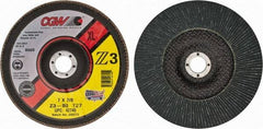 Camel Grinding Wheels - 80 Grit, 7" Disc Diam, 7/8" Center Hole, Type 27 Zirconia Alumina Flap Disc - 8,600 Max RPM, Poly Cotton Backing, Arbor Attaching System, Coated - Americas Industrial Supply