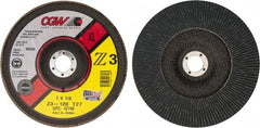 Camel Grinding Wheels - 120 Grit, 7" Disc Diam, 7/8" Center Hole, Type 27 Zirconia Alumina Flap Disc - 8,600 Max RPM, Poly Cotton Backing, Arbor Attaching System, Coated - Americas Industrial Supply