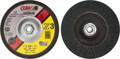 Camel Grinding Wheels - 60 Grit, 7" Disc Diam, 5/8-11 Center Hole, Type 27 Zirconia Alumina Flap Disc - 8,600 Max RPM, Poly Cotton Backing, Arbor Attaching System, Coated - Americas Industrial Supply
