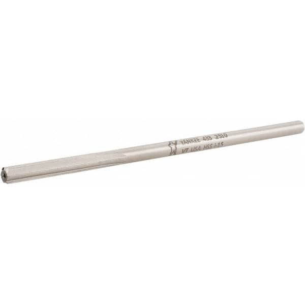 Made in USA - 1/4" High Speed Steel 6 Flute Chucking Reamer - Straight Flute, 0.2405" Straight Shank, 1-1/2" Flute Length, 6" OAL - Americas Industrial Supply